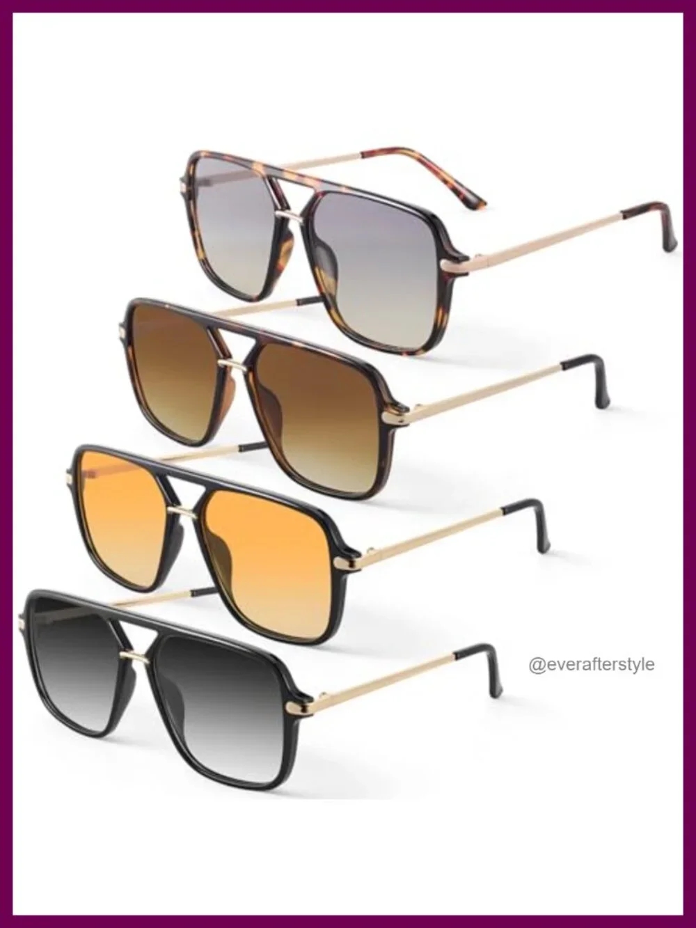 Retro Double Bridge Sunglasses 4 Pack UV400 Polarized